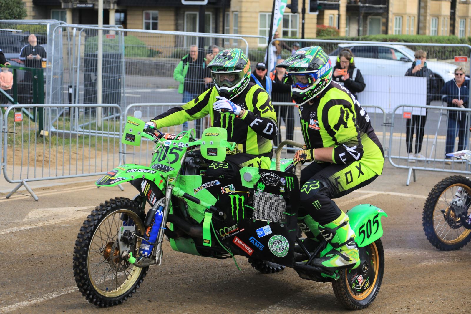 Steve Jones and his brother Rob in the holding area at the Weston-super-Mare Beach Race